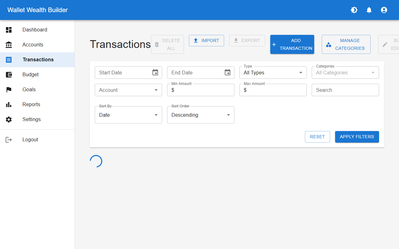 WalletWealthBuilder - Transaction Filters